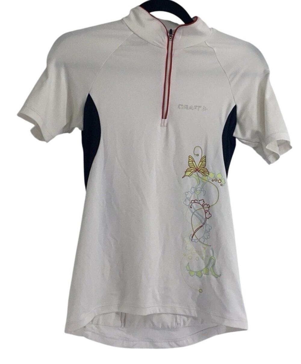 CRAFT L1 VENTILATION CYCLING BIKE JERSEY White With Butterfly Quarter Zip Small